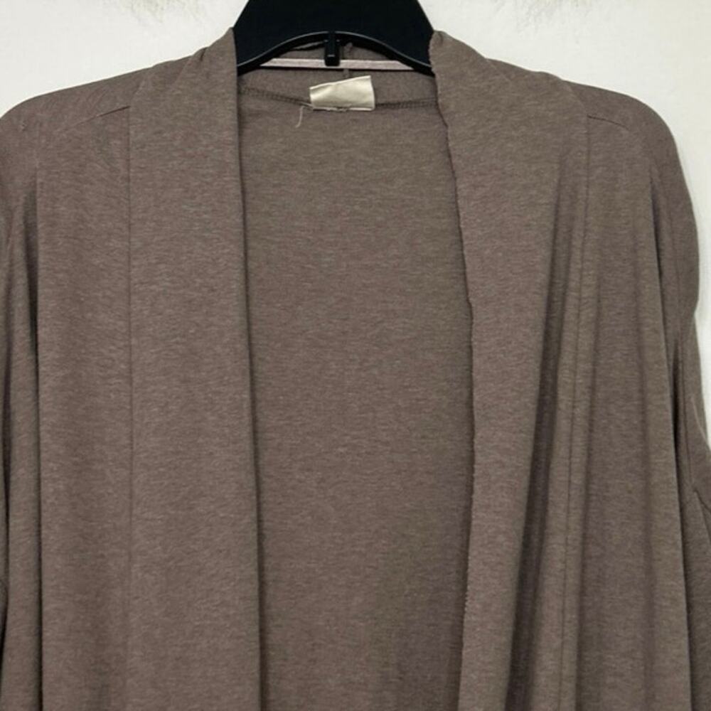 Pact Airplane Cardigan Organic Cotton Open Front Drapey Pocket Sweater M/L Brown - Picture 6 of 14